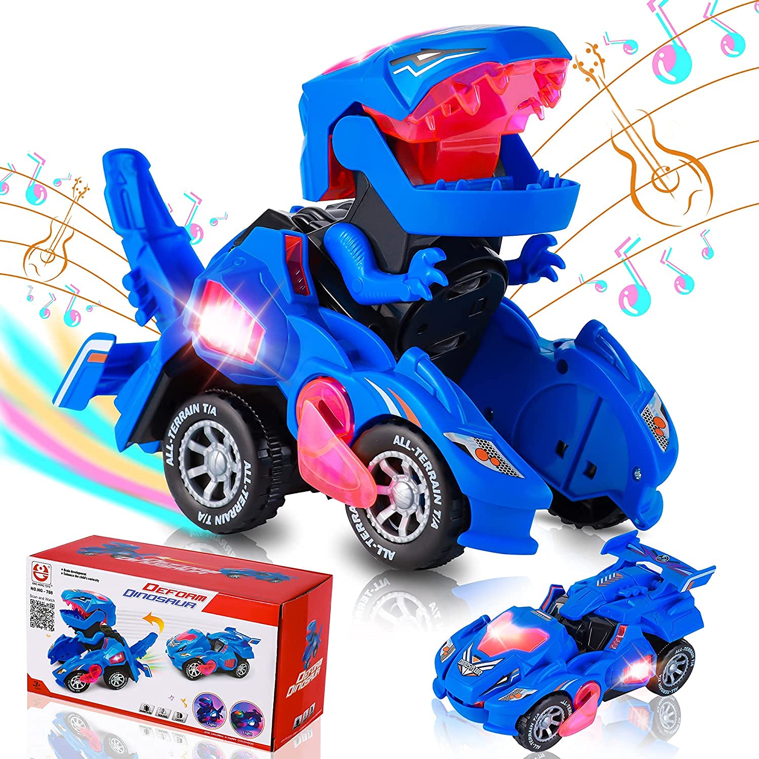 PATPAT Transformers Toys Transforming Dinosaur Car Toys, Transforming Dinosaur LED Car with Light and Music, 2 in 1 Automatic Dinosaur Transformer Car Toy, Dinosaur Toys for Kids Boys Girls - Blue PATPAT Transformers Toys Transforming Dinosaur Car Toys, Transforming Dinosaur LED Car with Light and Music, 2 in 1 Automatic Dinosaur Transformer Car Toy, Dinosaur Toys for Kids Boys Girls - Blue